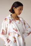 Buy_Cotton and Clay_White Jumpsuit Cotton Hand Block Printed Floral Jumpsuit U Neck With Jacket 