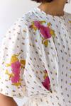 Buy_Cotton and Clay_White Modal Hand Block Printed Floral Round Pleated Top And Trouser Set _Online_at_Aza_Fashions