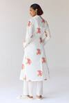 Shop_Cotton and Clay_White Double Cotton Hand Block Printed Floral Jacket Notched With Trouser Set _at_Aza_Fashions