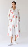 Buy_Cotton and Clay_White Cotton Hand Block Printed Floral Jacket Notched Lapel Dress And _at_Aza_Fashions