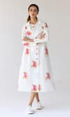 Buy_Cotton and Clay_White Cotton Hand Block Printed Floral Jacket Notched Lapel Dress And _Online_at_Aza_Fashions