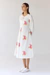 Buy_Cotton and Clay_White Cotton Hand Block Printed Floral Round Dress _Online_at_Aza_Fashions