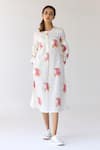 Buy_Cotton and Clay_White Cotton Hand Block Printed Floral Round Dress 