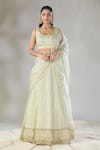 Buy_Astha Narang_Off White Net Embroidered Floral U Neck Jaal Lehenga Set_at_Aza_Fashions