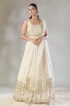 Buy_Astha Narang_Off White Raw Silk Embroidered Floral Jaal U Neck Border Lehenga Set _at_Aza_Fashions