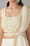 Buy_Astha Narang_Off White Raw Silk Embroidered Floral Jaal U Neck Border Lehenga Set _Online_at_Aza_Fashions