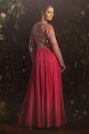 Shop_Samatvam by Anjali Bhaskar_Pink Blended Georgette Embroidery Baisley Mirror Work Anarkali With Dupatta 