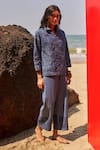 Buy_Dash and Dot_Blue 100% Cotton Embroidered Floral Shirt Collar Denim Top And Pant Co-ord Set _at_Aza_Fashions