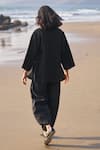 Shop_Dash and Dot_Black 100% Linen Solid Square Uneven Hem Shirt And Pant Co-ord Set_at_Aza_Fashions