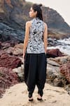 Shop_Dash and Dot_Black 66% Polyester 32% Viscose 2% Spandex Embroidered Waistcoat And Cowl Pant Set _at_Aza_Fashions