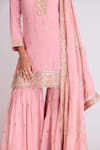 Buy_Basanti - Kapde Aur Koffee_Pink Organza Embroidery Sequin V Neck Butti Kurta Sharara Set _Online_at_Aza_Fashions