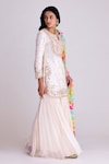 Basanti - Kapde Aur Koffee_Ivory Silk Organza Embroidery Floral Notched Neck Dori Kurta Sharara Set_Online_at_Aza_Fashions