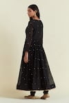 Shop_Ikshita Choudhary_Black Chanderi Embroidered Sequin Round Anarkali Churidar Set _at_Aza_Fashions