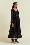 Shop_Ikshita Choudhary_Black Chanderi Embroidered Sequin Round Anarkali Churidar Set _Online_at_Aza_Fashions