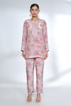 Gopi Vaid_Pink Cotton Silk Printed Floral Round Top And Pant Set _Online_at_Aza_Fashions