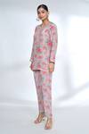 Buy_Gopi Vaid_Pink Cotton Silk Printed Floral Round Top And Pant Set _Online_at_Aza_Fashions