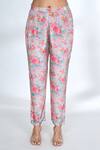 Gopi Vaid_Pink Cotton Silk Printed Floral Round Top And Pant Set _Online