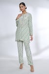 Buy_Gopi Vaid_Grey Cotton Silk Printed Floral Jaal Round Top And Pant Co-ord Set