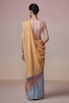 Shop_Dressfolk_Multi Color Handloom Cotton Tassel Gold Fields Block Saree_at_Aza_Fashions