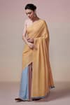Dressfolk_Multi Color Handloom Cotton Tassel Gold Fields Block Saree_Online_at_Aza_Fashions