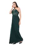 Buy_Anjali Kanwar_Green Viscose Embellished Bead Sweetheart Sequin Draped Gown _Online_at_Aza_Fashions