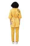 Buy_Shilpi Gupta_Yellow Cotton Satin Embellished Resham Sequin Asymmetric Shirt And Pant Set