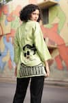 Shop_Shilpi Gupta_Green Cotton Satin Embellished Dori Collared Figuring Shirt_at_Aza_Fashions
