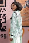 Shop_Shilpi Gupta_Green Cotton Linen Embroidered Resham Collared Abstract Shirt_at_Aza_Fashions