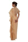 Preeti S Kapoor_Peach Georgette Embroidered Pre-draped Saree With Fringe Embellished Blouse _Online_at_Aza_Fashions