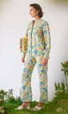 Buy_Baise Gaba_Yellow Mohair, Modal Embroidery Flavia Floral And Striped Print Shirt & Pant Set_Online_at_Aza_Fashions