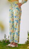 Buy_Baise Gaba_Yellow Moss Printed Floral Flavia Straight-fit Pant