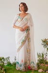 Baise Gaba_White Saree Chiffon Printed Floral Sweetheart Imaan And With Blouse _Online_at_Aza_Fashions