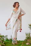 Buy_Baise Gaba_White Saree Chiffon Printed Floral Sweetheart Imaan And With Blouse _Online_at_Aza_Fashions