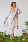 Baise Gaba_White Chiffon Printed Floral Imaan And Saree _Online_at_Aza_Fashions