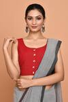 Nazaakat by Samara Singh_Red Cotton Plain Round Blouse_Online_at_Aza_Fashions