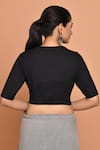 Shop_Nazaakat by Samara Singh_Black Cotton Solid Round Half Sleeve Blouse_at_Aza_Fashions