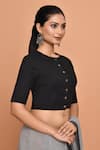 Buy_Nazaakat by Samara Singh_Black Cotton Solid Round Half Sleeve Blouse_Online_at_Aza_Fashions