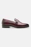 Kozasko_Maroon Goodyear Welted Single Strap Loafers_Online_at_Aza_Fashions