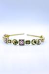 Shop_Foot Fuel_Gold Crystals, Beads Floral Geometric Brooch Hairband _at_Aza_Fashions