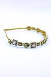 Foot Fuel_Gold Crystals, Beads Floral Geometric Brooch Hairband _Online_at_Aza_Fashions