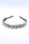 Shop_Foot Fuel_Gold Crystals Tonal Studded Hairband _at_Aza_Fashions