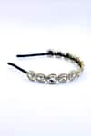 Buy_Foot Fuel_Gold Crystals Tonal Studded Hairband _Online_at_Aza_Fashions