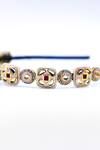 Foot Fuel_Gold Crystals, Beads Studded Geometric Brooch Hairband _Online_at_Aza_Fashions
