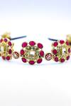 Foot Fuel_Gold Beads, Crystals Studded Floral Hairband _Online_at_Aza_Fashions