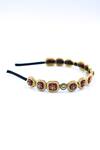 Shop_Foot Fuel_Red Crystals, Beads Geometric Studded Hairband _at_Aza_Fashions