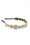 Shop Foot Fuel Gold Beads, Crystals Floral Embellished Hairband at Aza Fashions Shop_Foot Fuel_Gold Beads, Crystals Floral Embellished Hairband _at_Aza_Fashions
