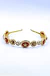Buy_Foot Fuel_Gold Bead Embellished Cutwork Hairband _at_Aza_Fashions