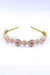 Buy_Foot Fuel_Gold Beads, Crystals Embellished Cutwork Hairband _at_Aza_Fashions