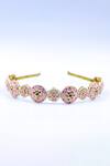 Shop_Foot Fuel_Gold Beads, Crystals Embellished Cutwork Hairband _at_Aza_Fashions