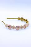Buy_Foot Fuel_Gold Beads, Crystals Embellished Cutwork Hairband _Online_at_Aza_Fashions